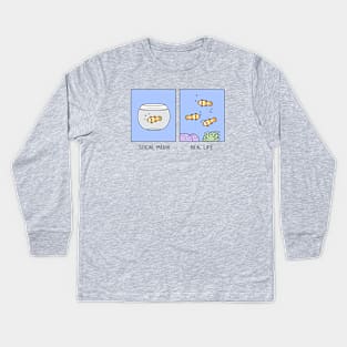 Social media vs real life Kids Long Sleeve T-Shirt